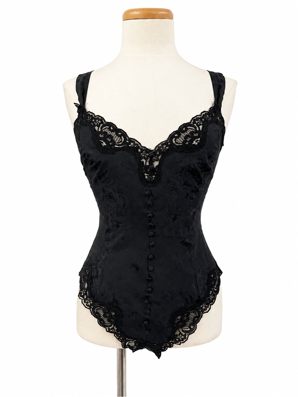 Vintage 90s Victoria's Secret Gold Label 0933 Black Lace Bodysuit Teddy small
